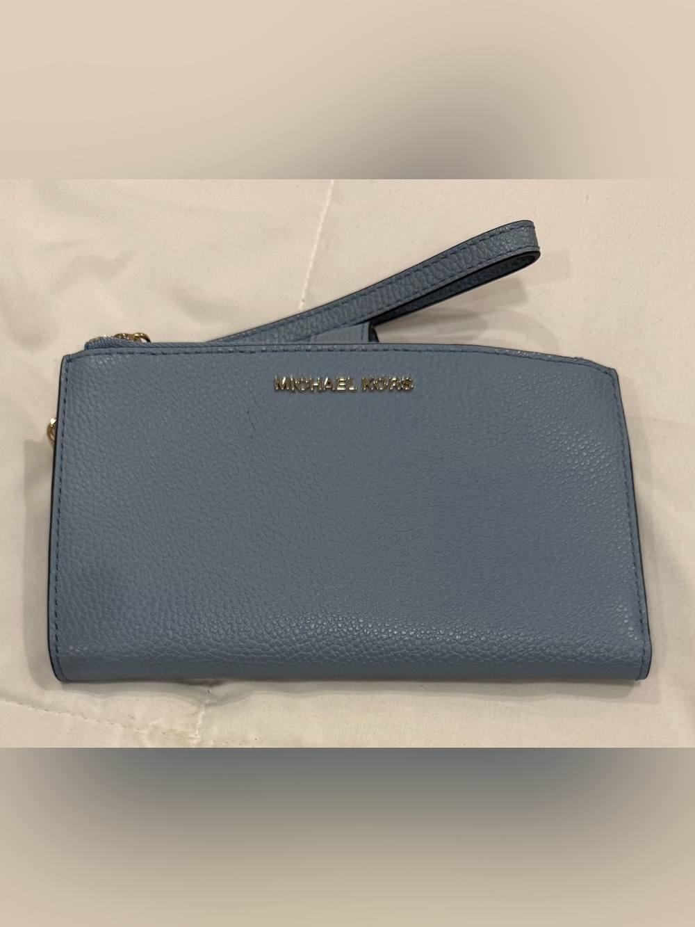Michael Kors Adele Double Zip Leather Wristlet Wallet - Denim Blue